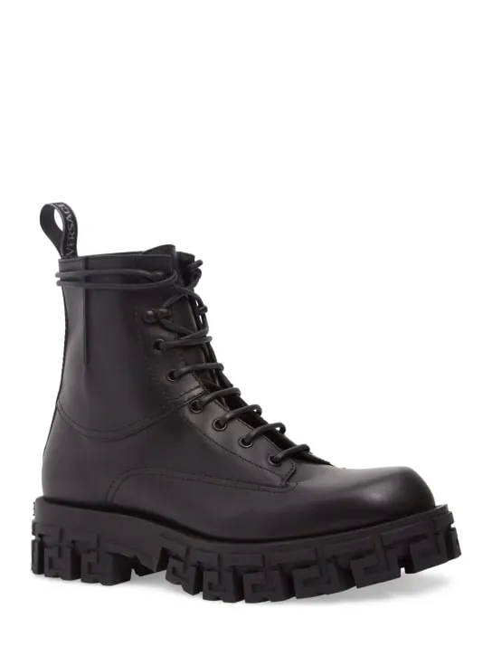 Versace   Leather combat boots 