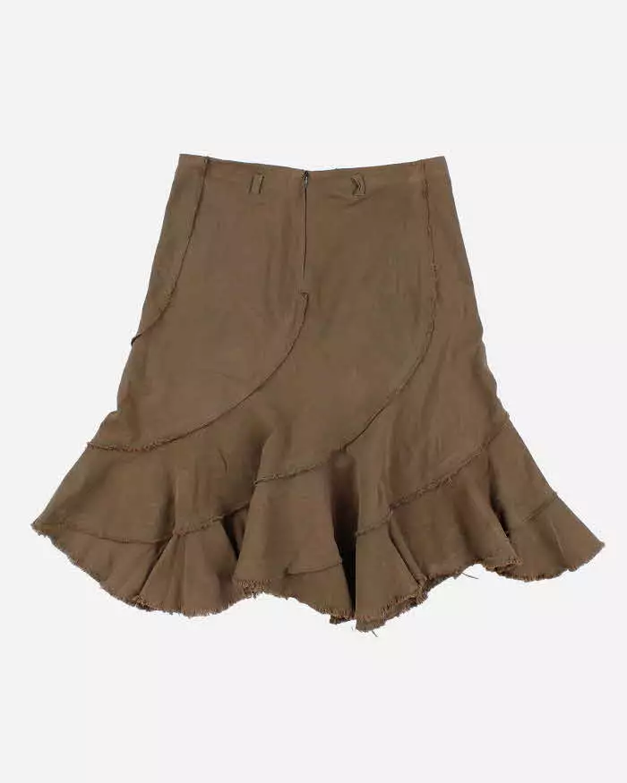 Vintage Woman's Khaki Asymmetric skirt - M