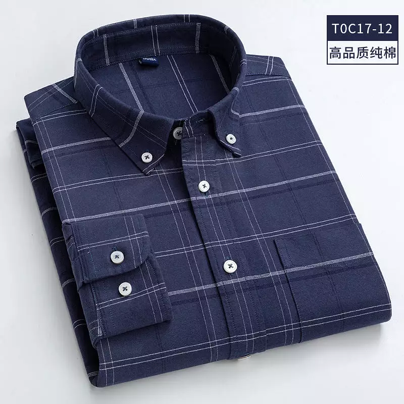 Washed cotton Oxford shirt men's casual shirt