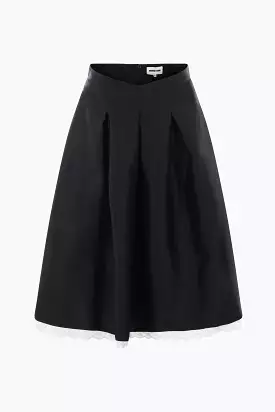 wool and silk A-line midi skirt