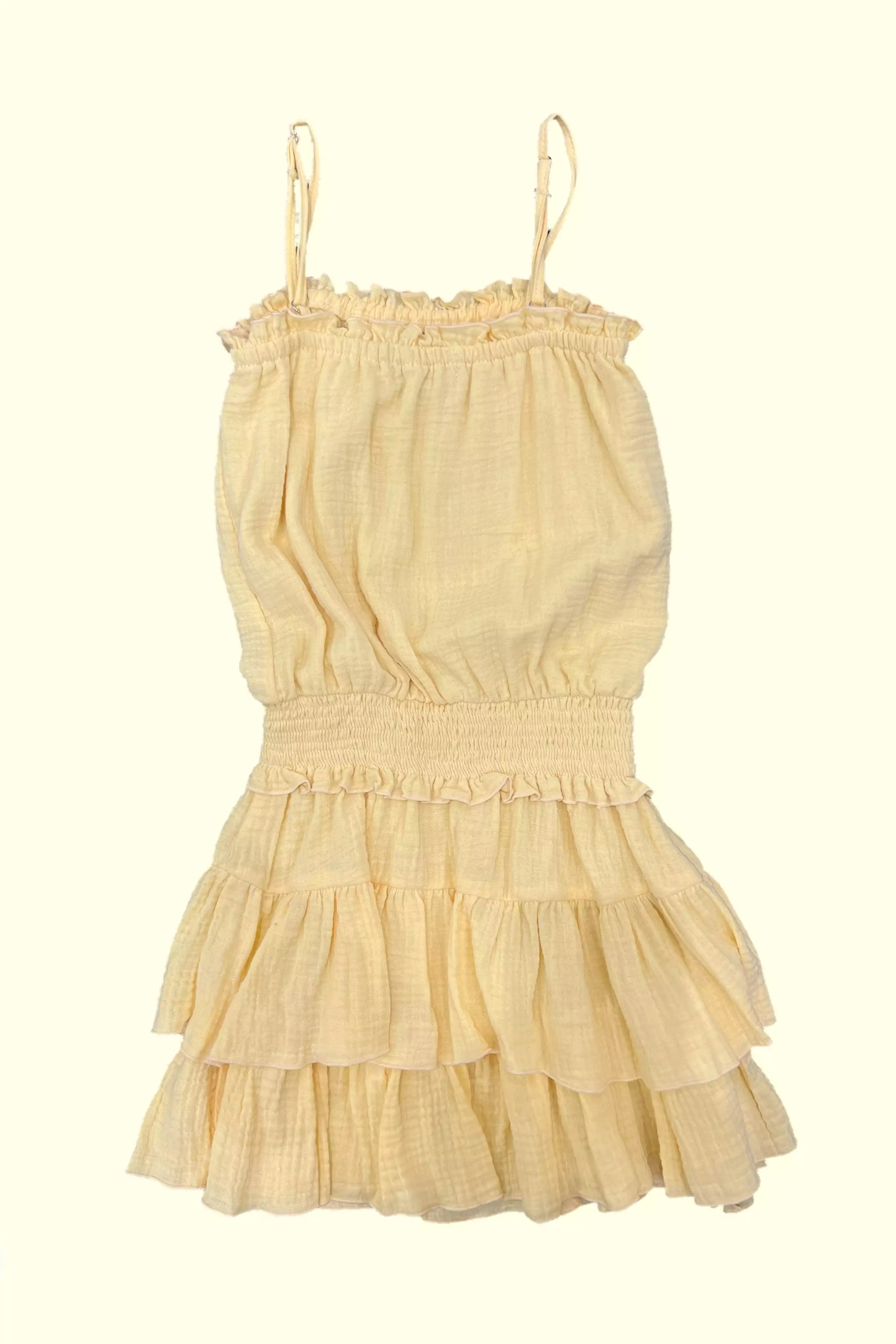 Yellow Gauze Blouson Dress